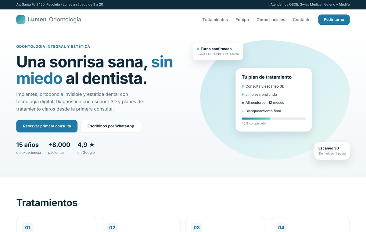 Página web de clínica dental